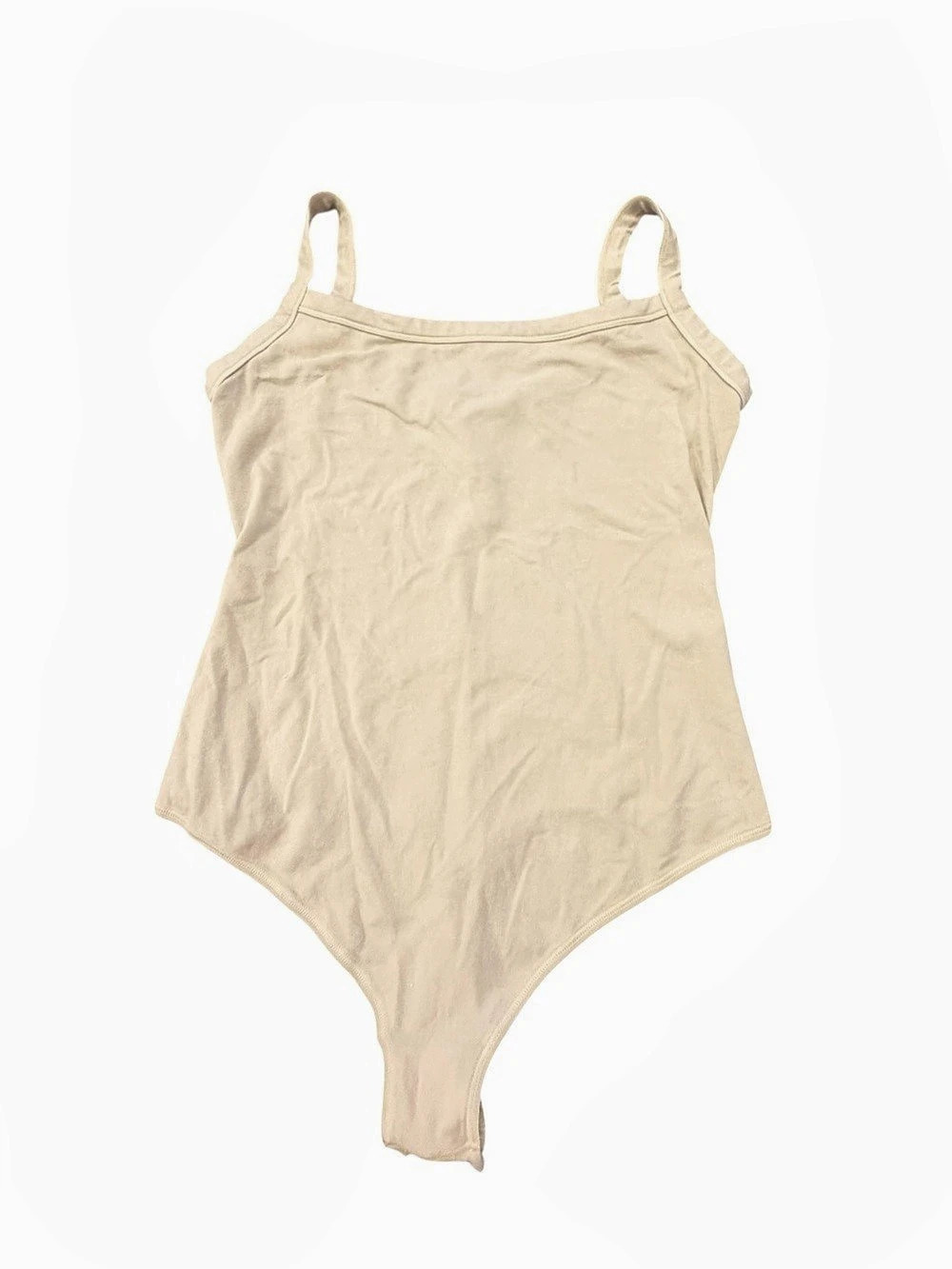 Skims Soft Smoothing Seamless Thong Bodysuit Light Grey Large Cotton Stretch